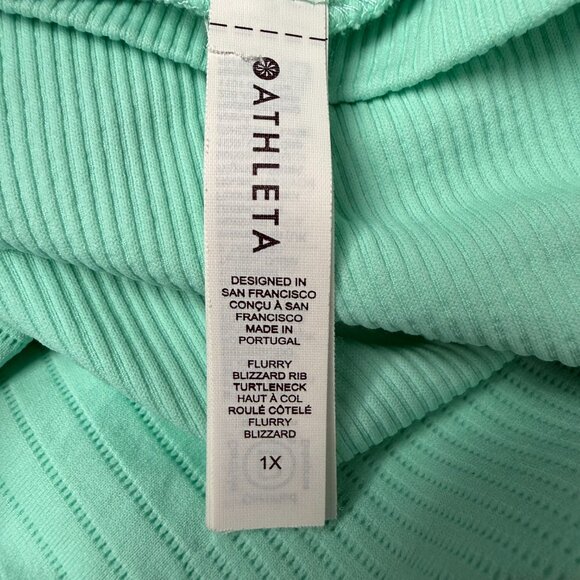 Athleta Plus 1X Flurry Blizzard Seamless Rib Turtleneck Wintergreen Mint - Picture 10 of 15